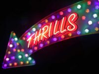 Thrills arrow neon sign